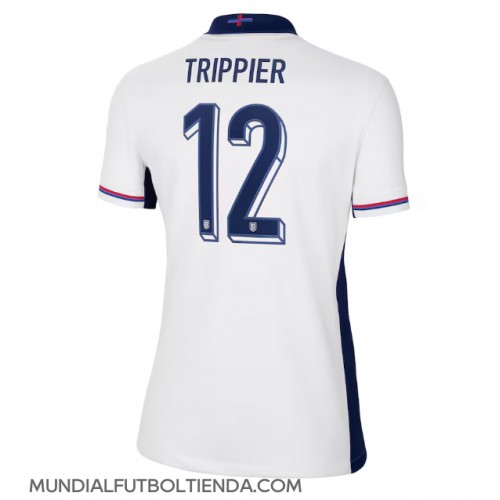 Camiseta Inglaterra Kieran Trippier #12 Primera Equipación Replica Eurocopa 2024 para mujer mangas cortas